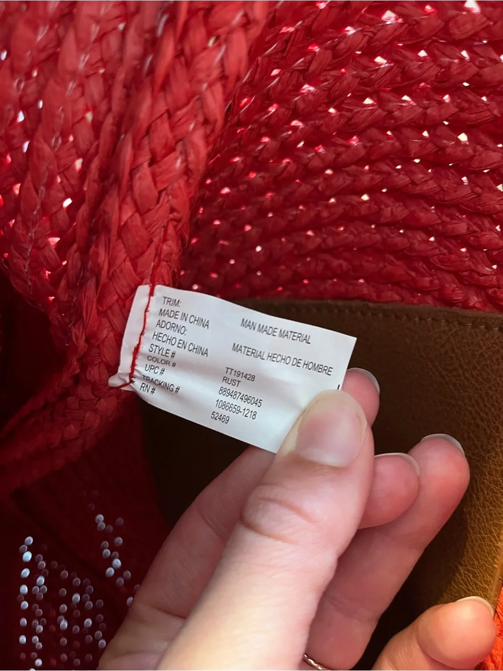 Time and Tru orange Coral Round Straw Tote bag with Tan Handles purse circle
